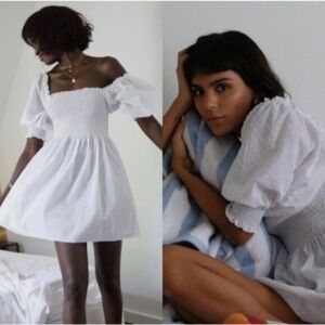 Hill House The Nap Dress White Swiss Dot Small NWT